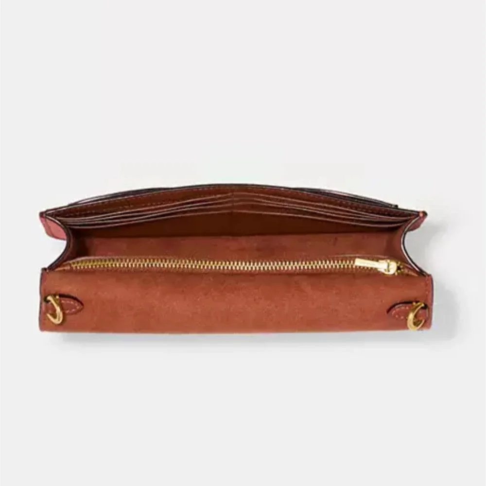 Coach Tabby Chain Clutch Rust Signature Canvas Leather Crossbody CE774